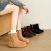 Women's Large Size Mid-calf Soft Sole Heightening Winter Warm Fur One Anti-slip Snow Boots Plush Lined Ankle Boots Outdoor Sports Martin Cotton Boots