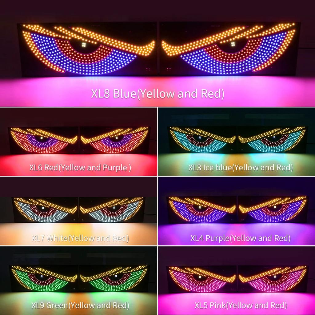 USB 12V/24V Multi-Mode Car Truck Lights Devil's Eye Light RGB Dynamic Decorative Light Windshield Led Display Decor Pixel Panel
