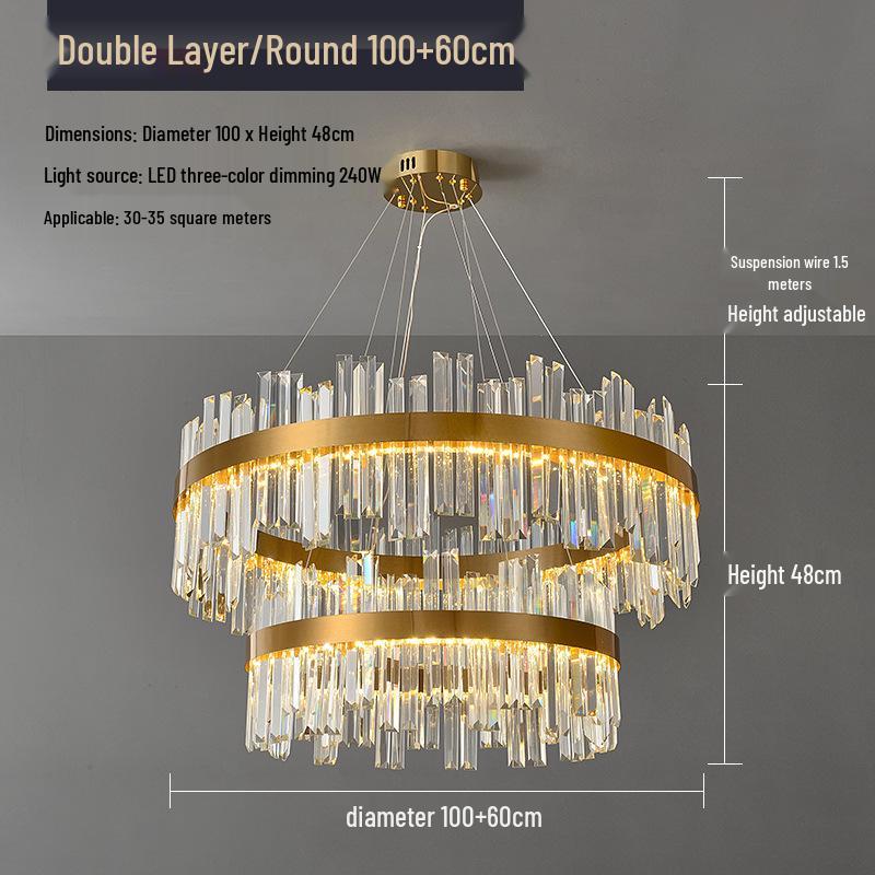 Nordic Luxury Italian Minimalist Crystal Chandelier for Living and Dining Room