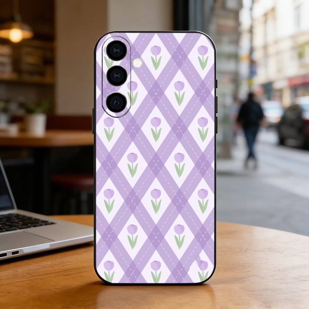 Karierter Hintergrund Handyhülle Für Samsung Galaxy A73,A72,A71,A70,A53,A52,A51,Weiche Silikon Schwarze Hülle