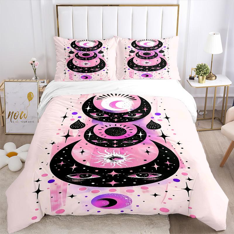 3pcs Moon Eyes Bedding Set, Includes Without Pillow Inserts, Soft Comfortable Bedding Set,All-Season Use a0924081