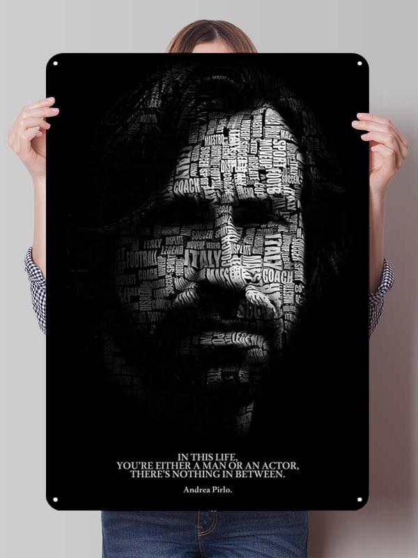 Andrea Pirlo Football Player Metal Posters Wall Art of Murals Custom Made Metal Tin Sign Plaque for Wall Decoration Retro Decor