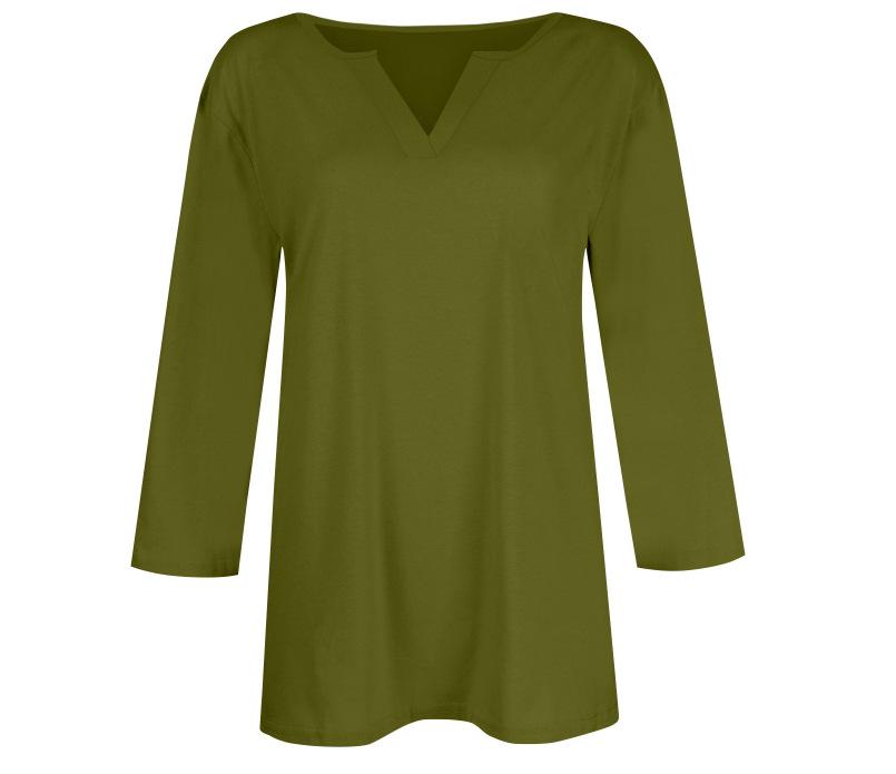 2025 Women's V-Neck 7-Point Sleeve Solid Color T-Shirt