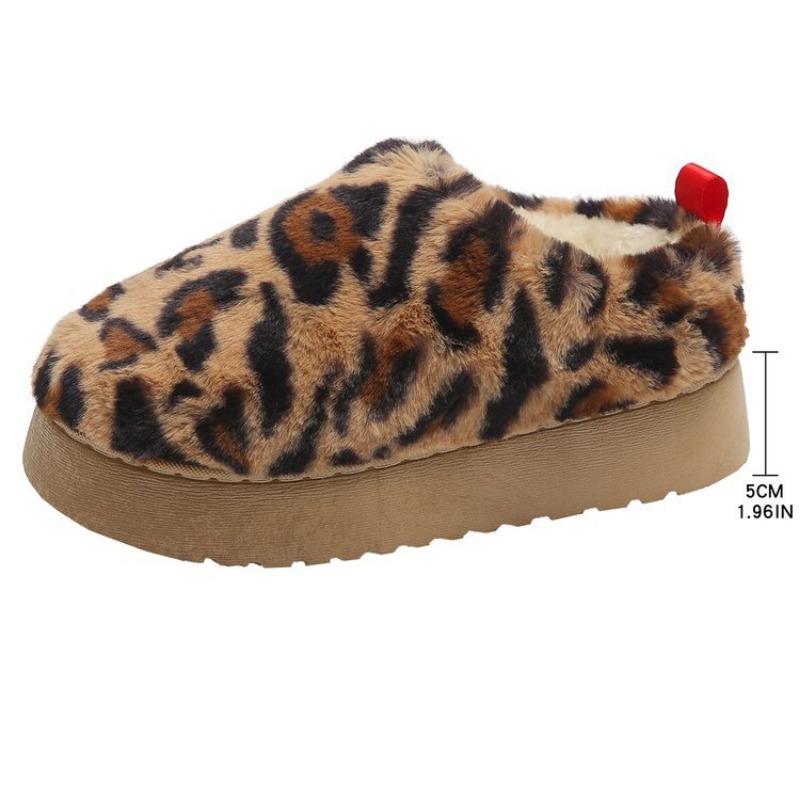 Winter new thick-soled velvet thickened snow boots for women, large size warm leopard print short boots, cotton shoes for women