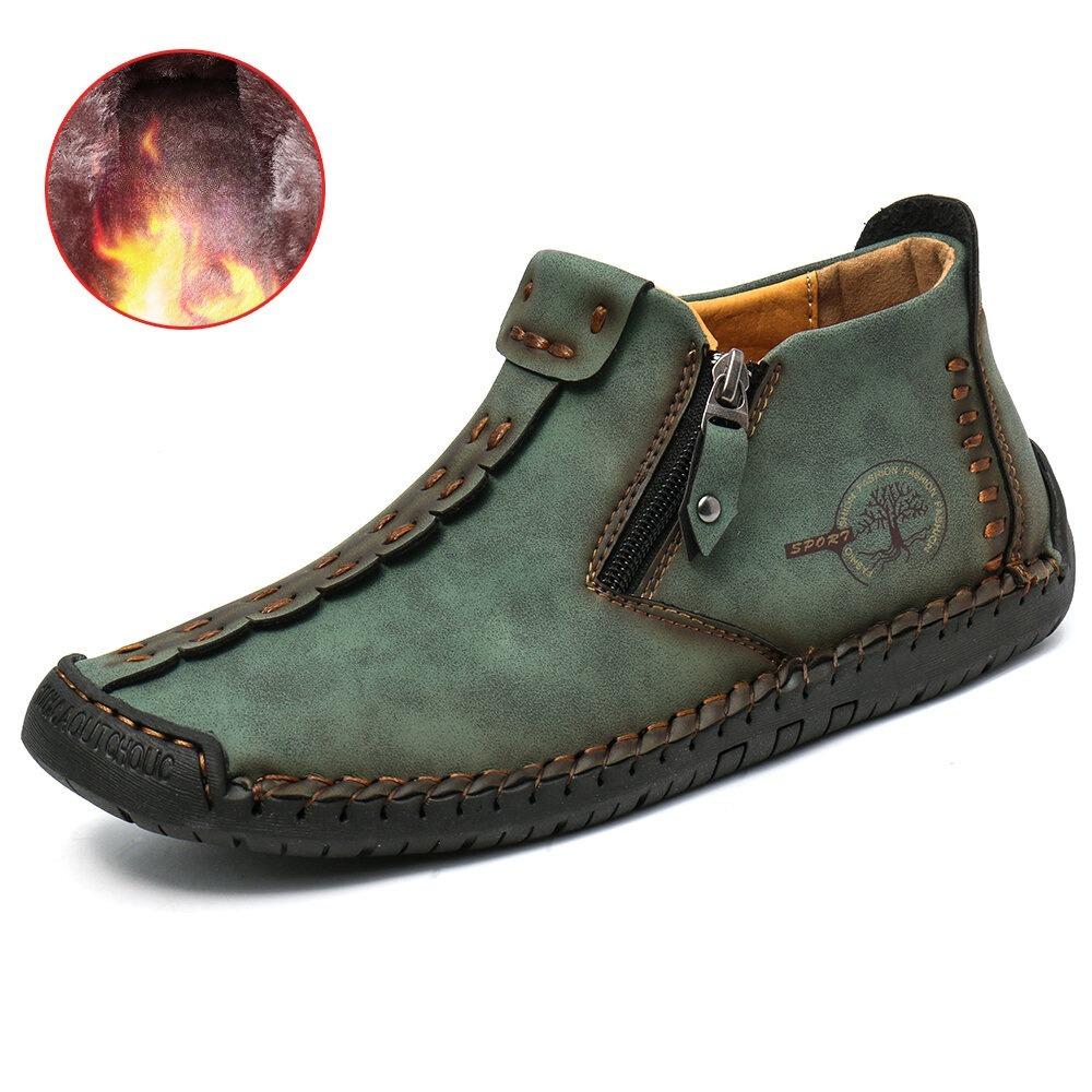 Autumn/Winter Men's Ankle Boots Large Size Zipper Men's Boots Outdoor Casual Hand Sewn Work Clothes Boots