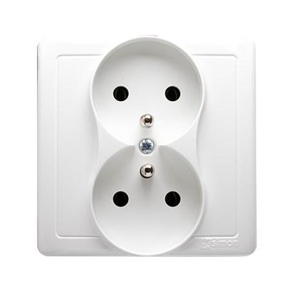 Complete Double Socket with Grounding 16A, 250V~, Screw Terminals