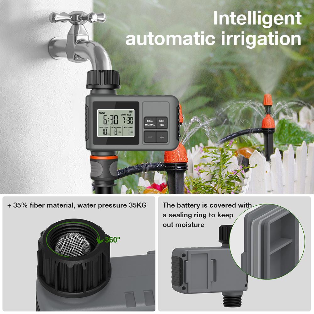 Automatic Watering Device 1/2 Zone Smart Water Timer LCD Display Irrigation Watering System Timed Sprinkler Garden Programmer