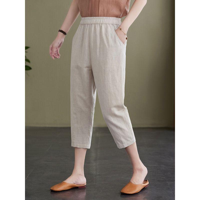 Summer New Arrival Cotton and Linen Thin Cropped Pants Women Plus Size Women's Clothing High Waist Loose Slimming Harem Pants Fat Sister Women's Pants