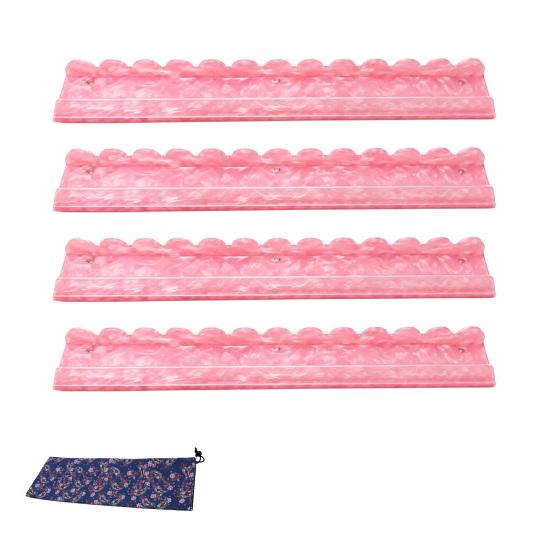 1/4Pcs Mahjong Rack with Magnetic Pusher & Storage Bag, Scalloped Acrylic Mah Jongg Tile Holder Pusher Bar, Gift for American Mahjong Players