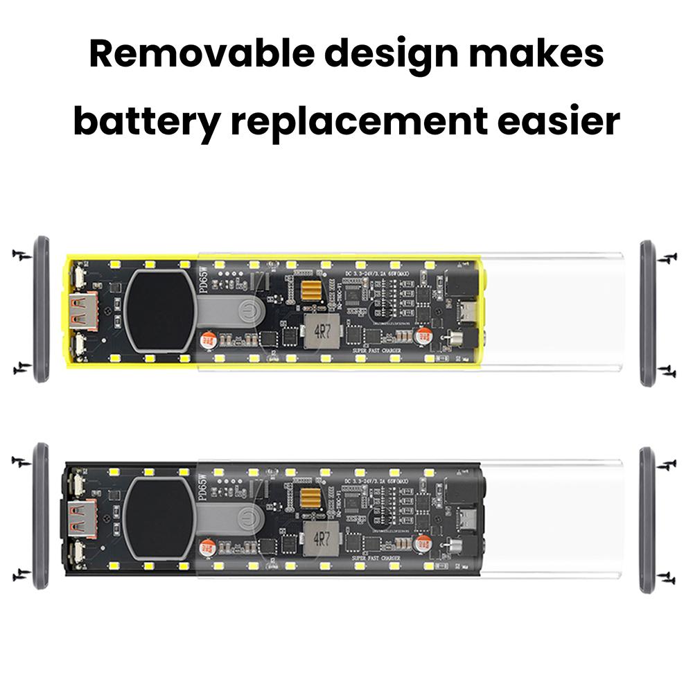 DIY Power Bank Case PD65W Powerbank Case 18650 LED Screen Transparent Battery Storage Shell