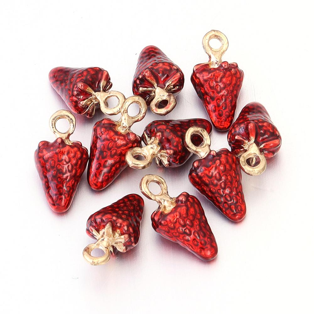 

10pcs Enamel Fruit Charms Lovely Avocado Strawberry Pendant for DIY Jewelry Making Necklace Pendants Phone Key Chain Accessories