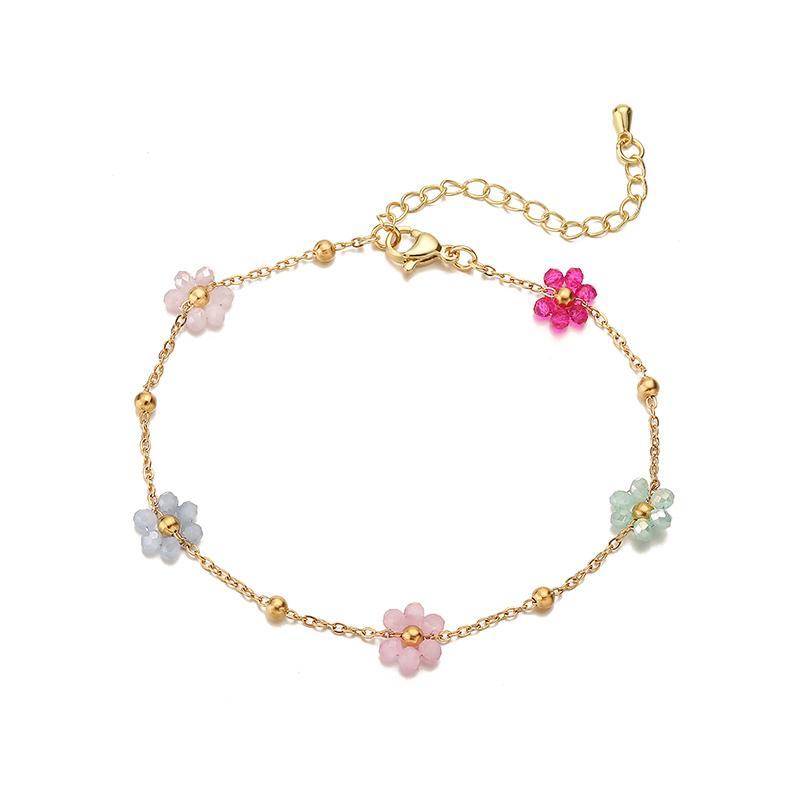 

HECHENG, Ladies Zircon Necklace Bracelet Spring New Colorful Flower Collarbone Chain Copper Handmade Zircon Other