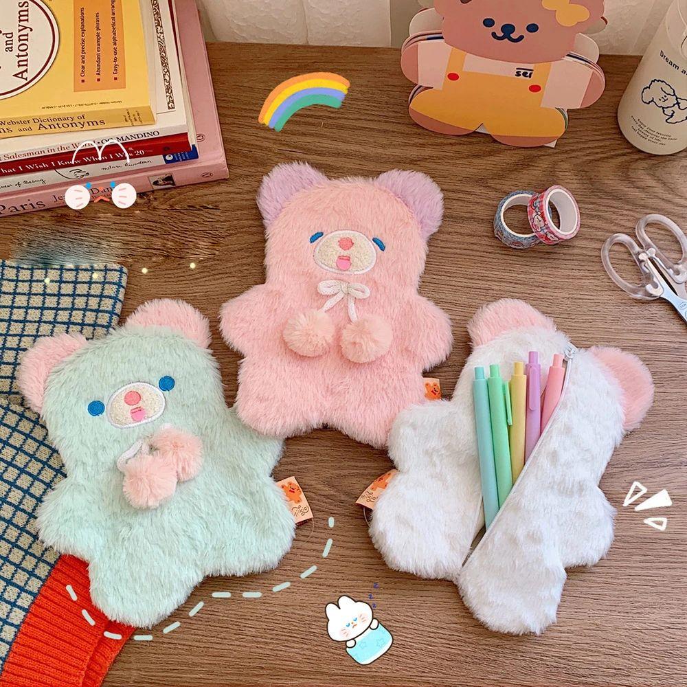 

Поставка школьных принадлежностей Большая вместительная сумка для хранения с изображением мультфильма Милый медведь сумка для ручек Плюшевый пенал