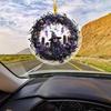Halloween Pumpkin Witch Pendant Car Rearview Mirror Hanging Ornament 2D Flat Acrylic Bag Charm Festive Gift for Car Enthusiasts