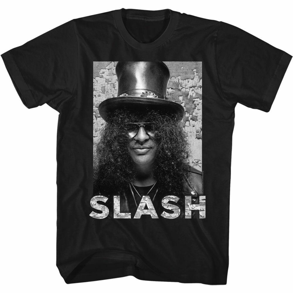 Slash Guns N Roses Portrait Name Black Adult T-Shirt XXXXL