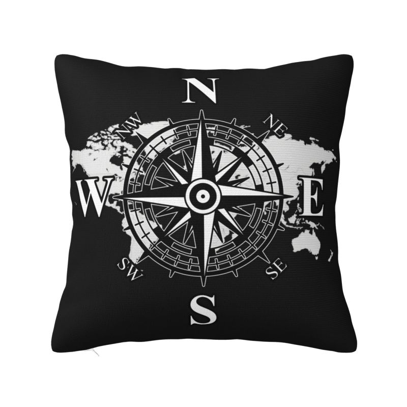 Mountain Adventure Compass Pillow Decorative Modern Cushion Cover Velvet Pillowcase
