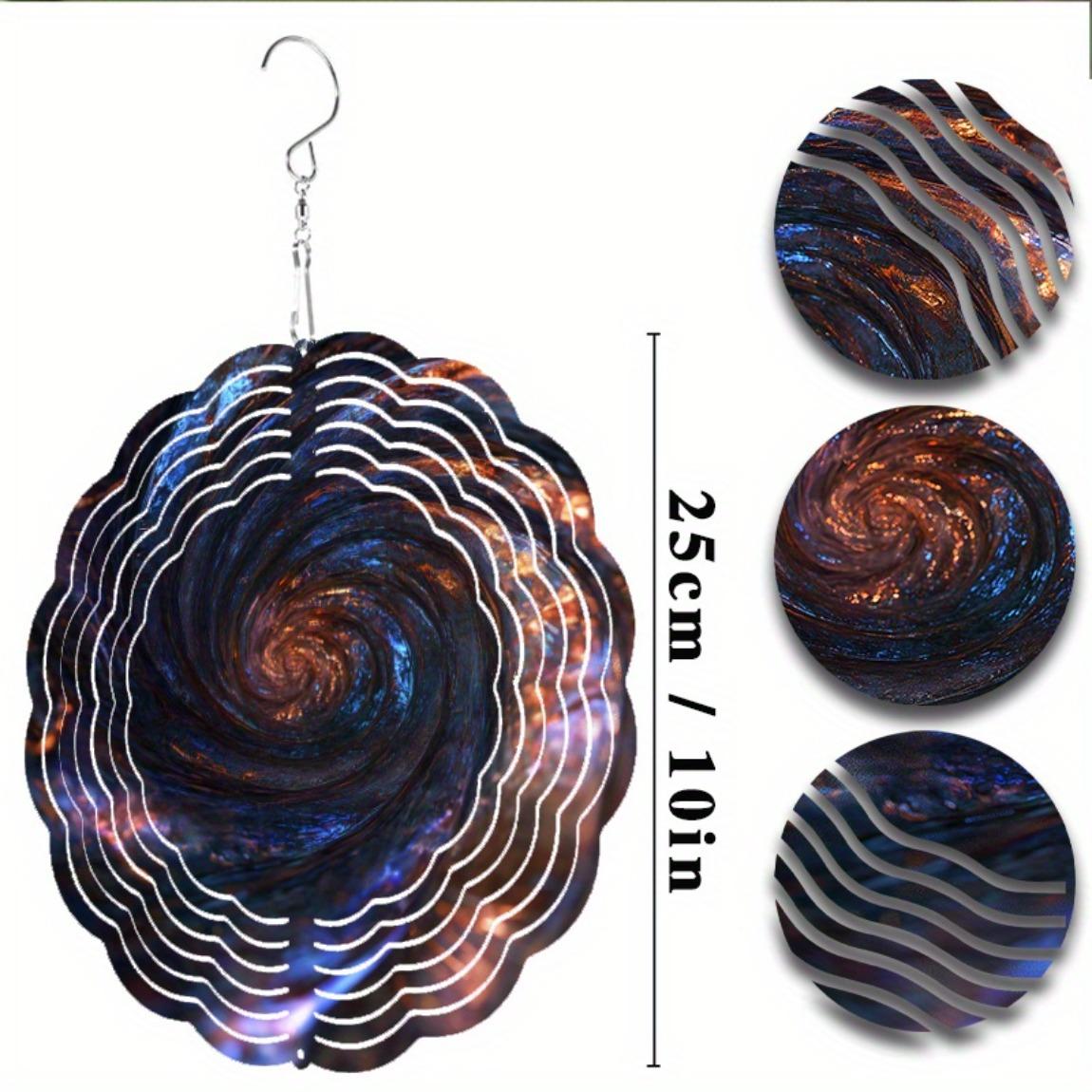 

360 Degree Swivel Hook Metal Hanging Wind Chime with Rotating Galaxy Design Battery Free Outdoor Decor for Garden Balcony All Seasons Gift 01A