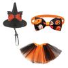 Goose Outfits Halloween Porch Goose Clothes with Witch Hat Bowtie And Tutu Skirt for 23-inch Lawn Goose Statue