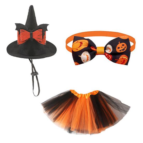 Goose Outfits Halloween Porch Goose Clothes with Witch Hat Bowtie And Tutu Skirt for 23-inch Lawn Goose Statue