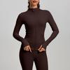 Lulu Original Yoga Anzug: Schnelltrocknendes Set mit Stehkragenjacke & Elastischer Neun-Punkt-Hose, Goldener Reißverschluss.