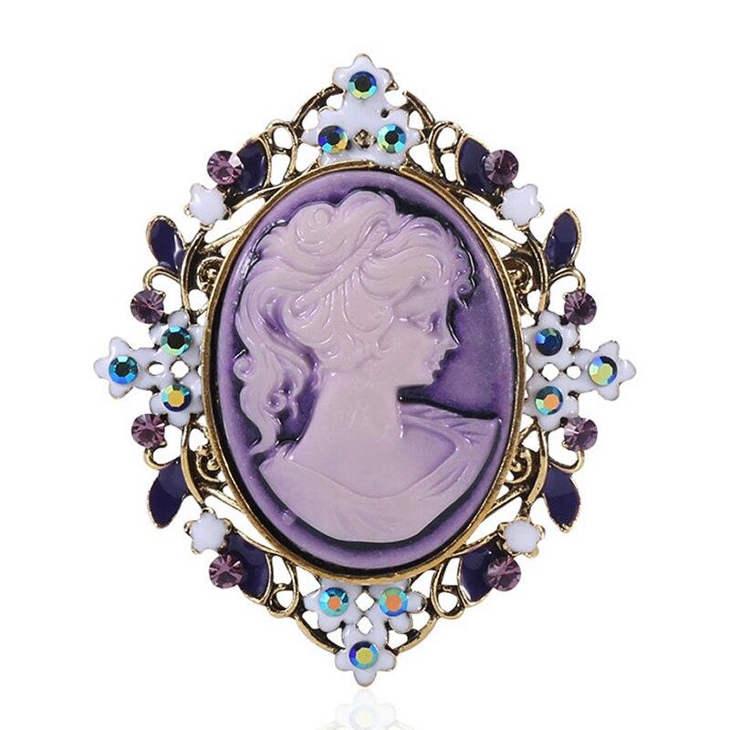 

Blucome винтажный стиль, дворец, брошь в виде головы красоты, женская брошь для пальто, костюма, сумки, булавки для хиджаба, подарок фиолетовый