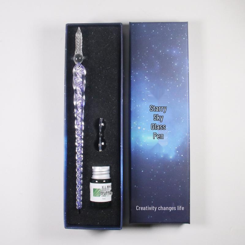 Starry Sky Glass Dip Pen Set: Crystal Signature & Student Pen Stationery Gift