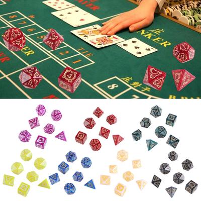 7Pcs Acrylic Polyhedral Dices Multi-Sided Game Dices Dragon Pattern Board Game Dices for Role Playing Table Game