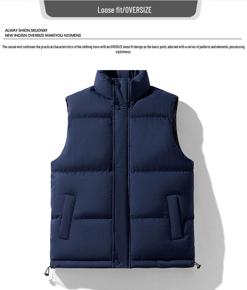 Unisex M-8XL Plus Size Stand Collar Cotton Vest, Winter Thickened Down Gilet.