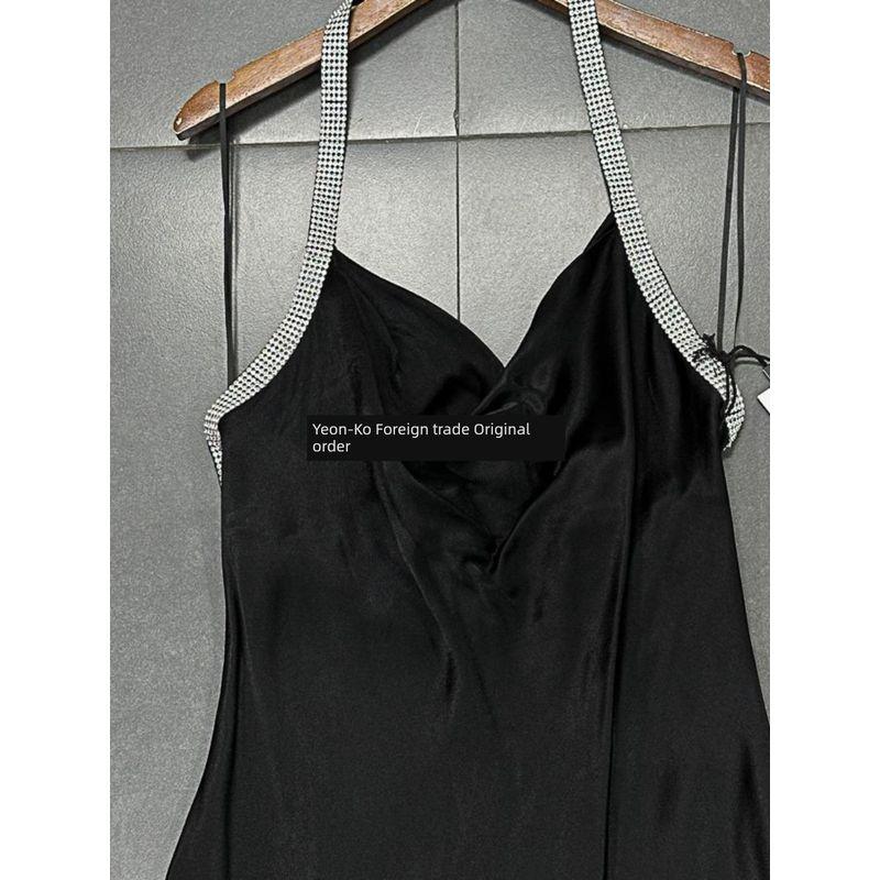 Export Single @ STR Pure Original Halterneck Smooth Material V Neck Backless Halter Halterneck Dress Skirt Dress Women's Summer