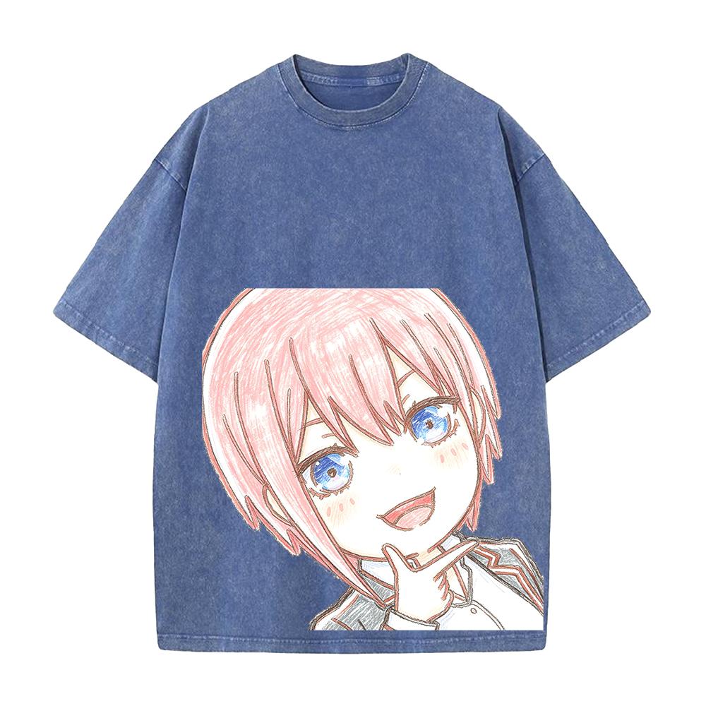 Hot Anime The Quintessential Quintuplets Ichika Cute Graphic Tee Men Women Washed Cotton Tshirt Casual T-shirt Vintage T Shirt