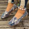 Women's Color-blocked Fabric Slip-on Flat Shoes, Ethnic Style, Shallow Mouth, Breathable Casual Shoes