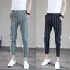 2024 Men's Korean Style Slim-Fit Striped Casual Nine-Point Pants