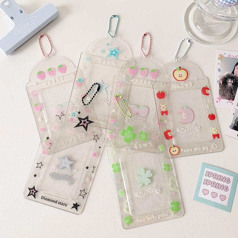 Sweet Strawberry Card Holder Kawaii PVC Picture Frames Kpop Idol 3 Inch Card Sleeves Anime Photocard Binder for Girls Gifts