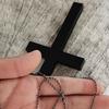 Women Men Vintage Black White Hip Hop Y2k Necklace New Cool Punk Gothic Wood Cross Pendant Necklace Fashion Party Jewelry Gifts