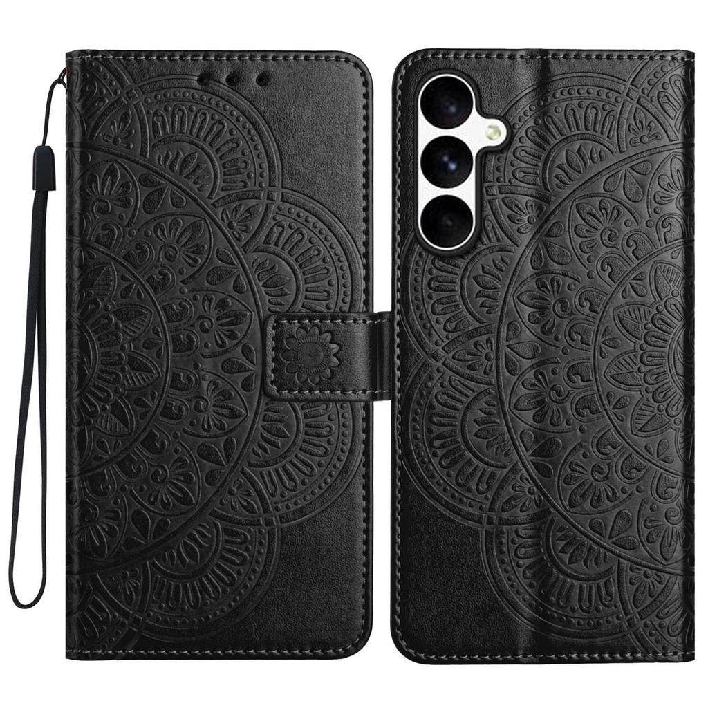 For Samsung Galaxy S25 FE Leather Case with Card Slots Mandala Pattern Phone Cover Stand