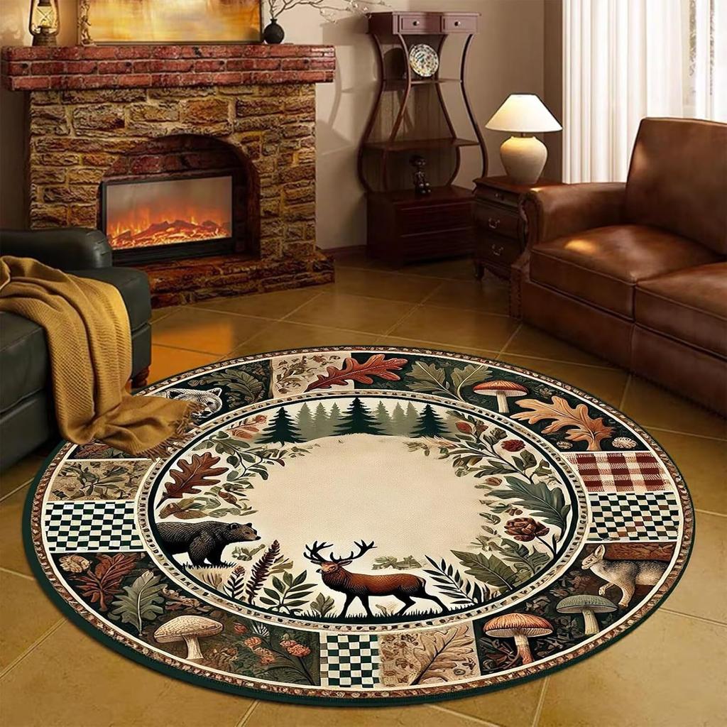 Retro American Carpet Round Chair Carpet Bedroom Bedside Stain Resistant Water Absorbing Carpet