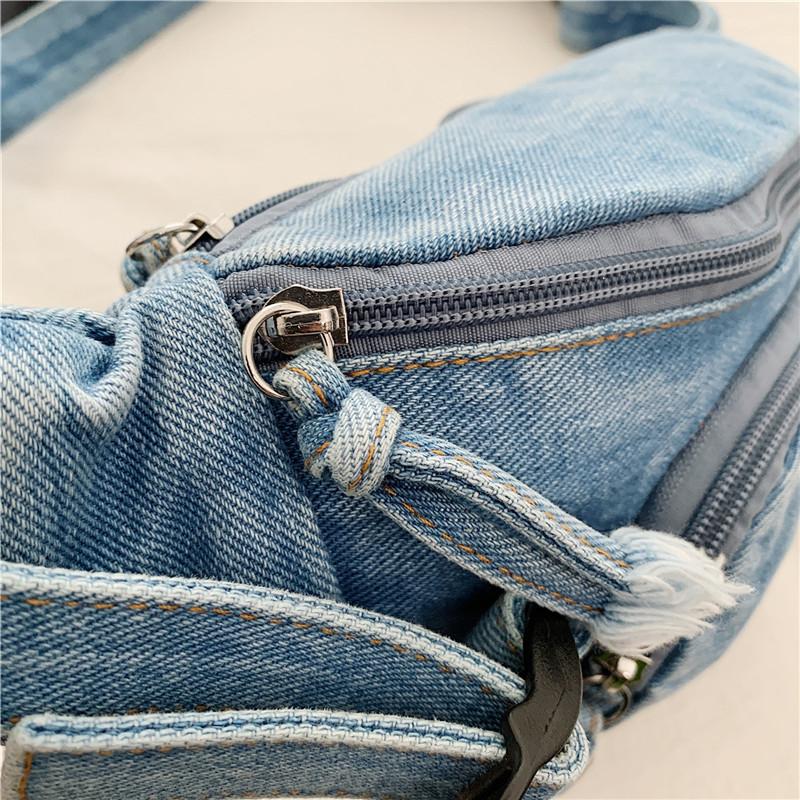 Marsupi con Cerniera in Denim 2026 Best Seller Nylon Monocolore Stile Neutro Borsa da Petto Casual Morbida Versatile Semplice Borse a Tracolla