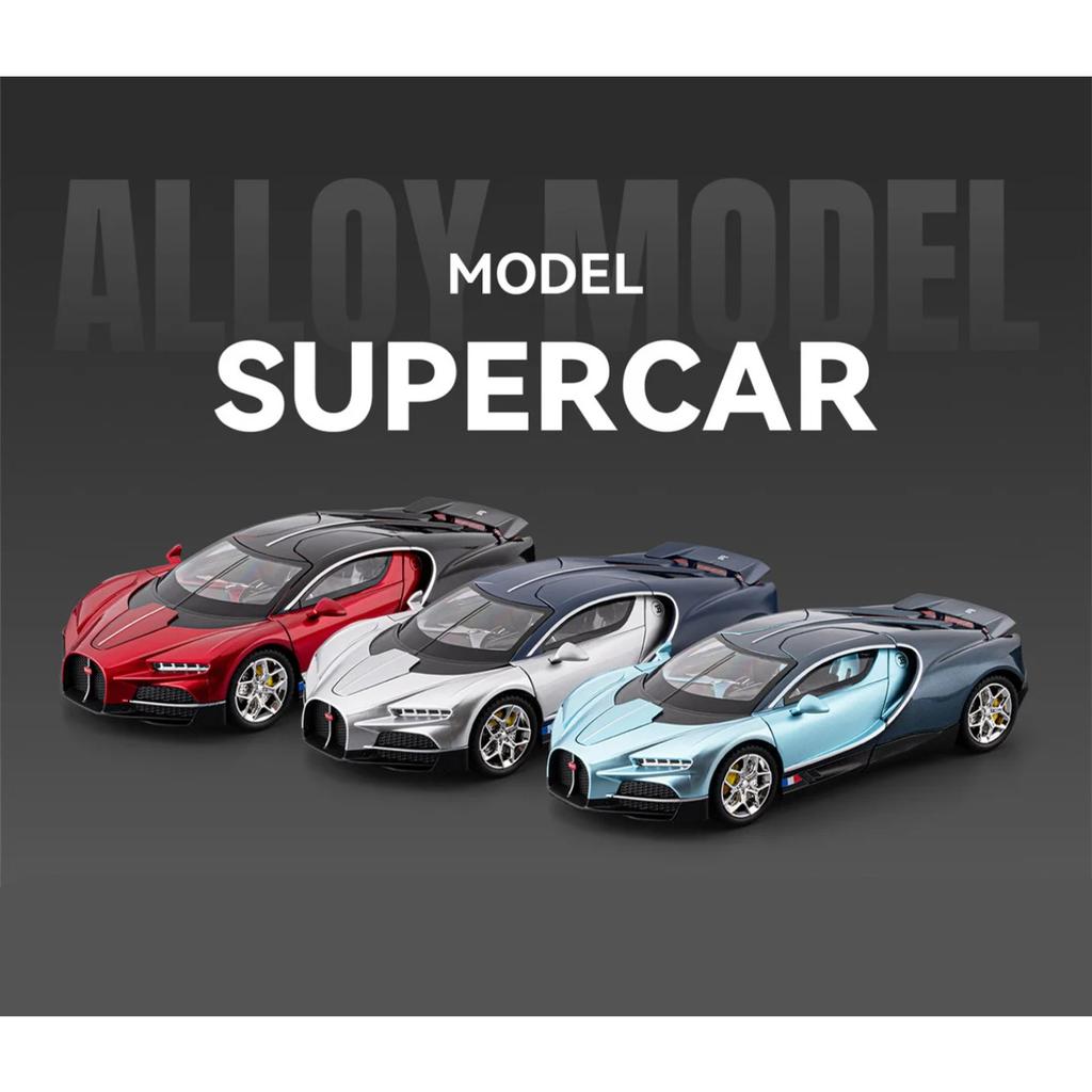 1/24 Bugatti Tourbillon Chiron Alloy Sports Car Model Diecast Metal Super Racing Vehicles Car Model Sound and Light Simulation Kids Gift