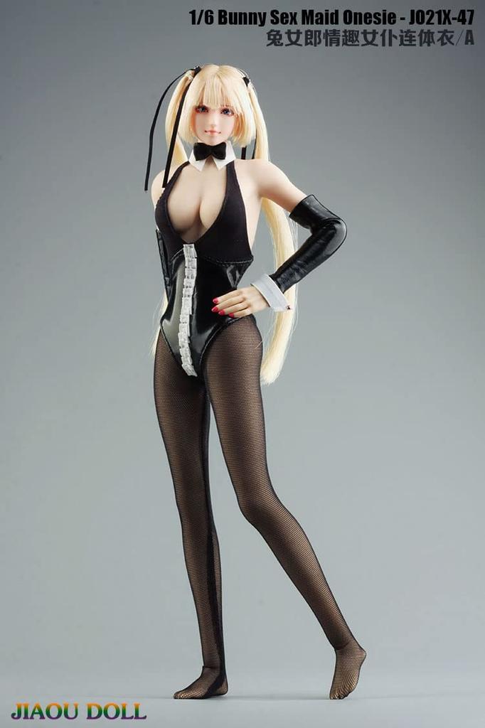 Figure Sexy Beautiful Women Bunny Girl Clothes and Stockings Set and Head Not [TOYBARJAPAN] 1/6 Accessories/ JO21X-47 (Body Included) (A Black)