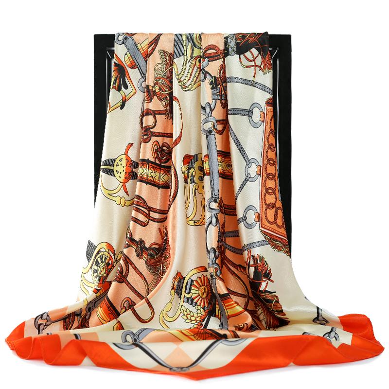 New Print 90X90CM Luxury Shawls Four Seasons Fashion Silk Scarves Popular Sunscreen Bandannas Europe And America Square Kerchief