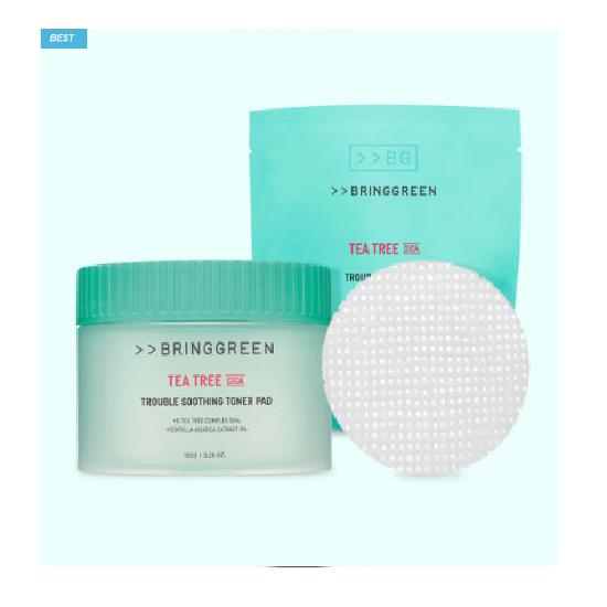 

BRINGGREEN Tea Tree Cica Trouble успокаивающий тонер-диск 90 листов (+90 листов план пополнения), 180 листов, 1 шт.