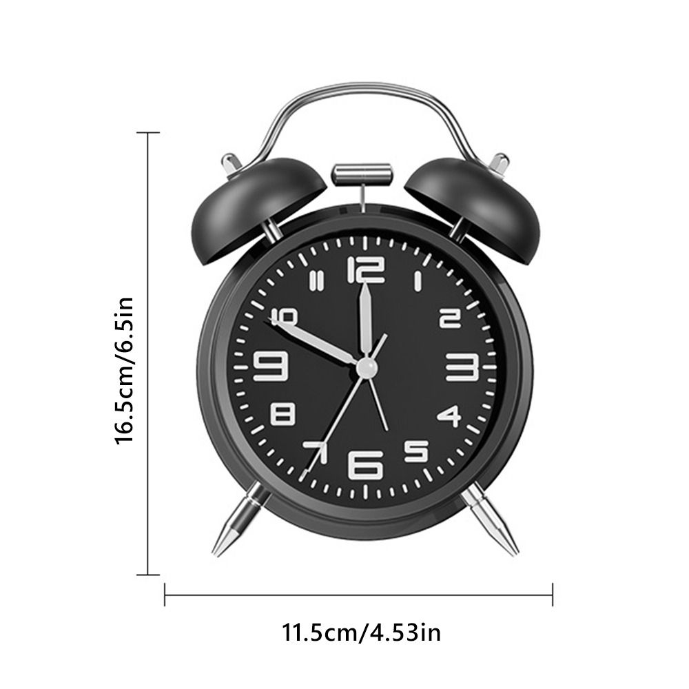 3D-Dial Metal Frame Alarm Clock Black Metal Frame with Matte Finish Twin Bell Loud Alarm Clock