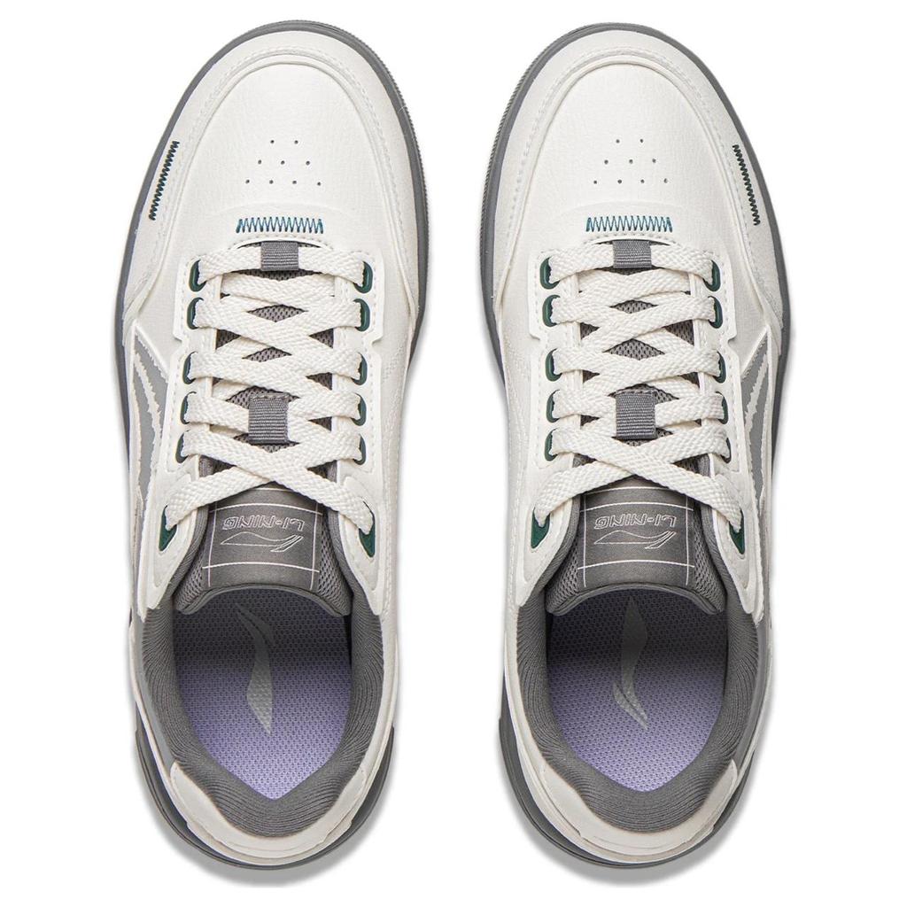 Li Ning Cyan Cloud Synthetic Leather Low Top Skateboard Shoes Men's White Gray AGCU349-1