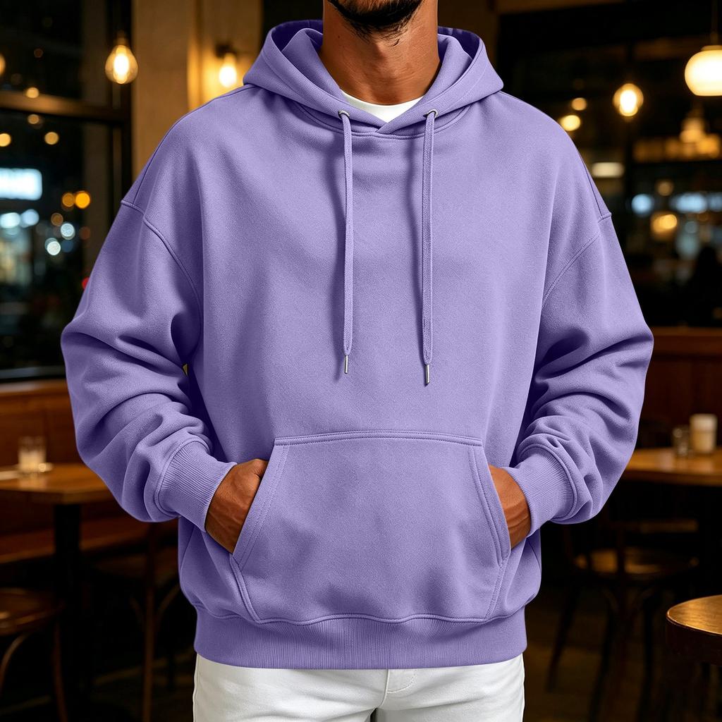 Men's Retro Hoodie Loose Fit Casual Pullover Sweatshirt for Fall Winter