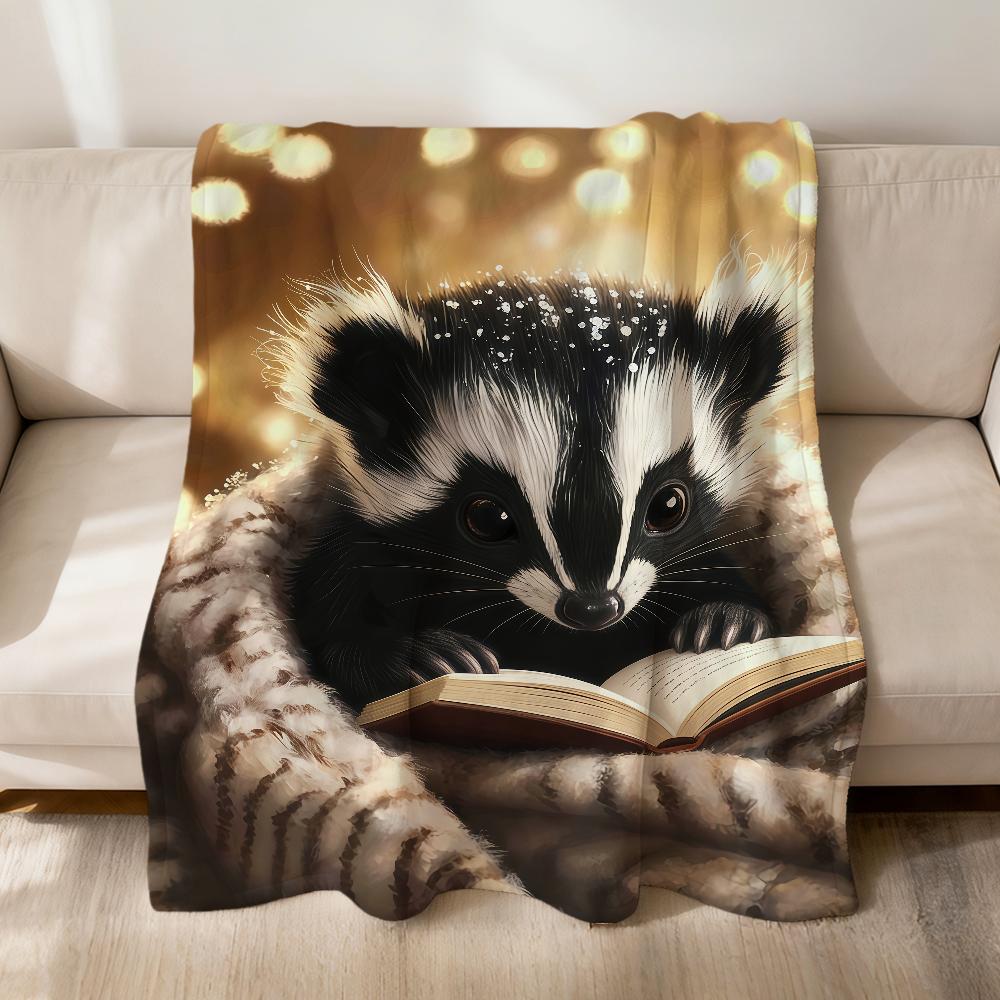 Cartoon black white cubs Mephitis Flannel soft warm plush blanket for sofa living room pet hogar bed gift home Car portable