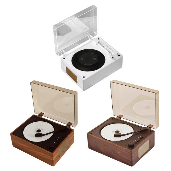 Retro Bærbar Musikafspiller med Højttaler, Bluetooth-kompatibel Skrivebordsafspiller med Fjernbetjening til Hjemmet, Understøtter USB/Type-C