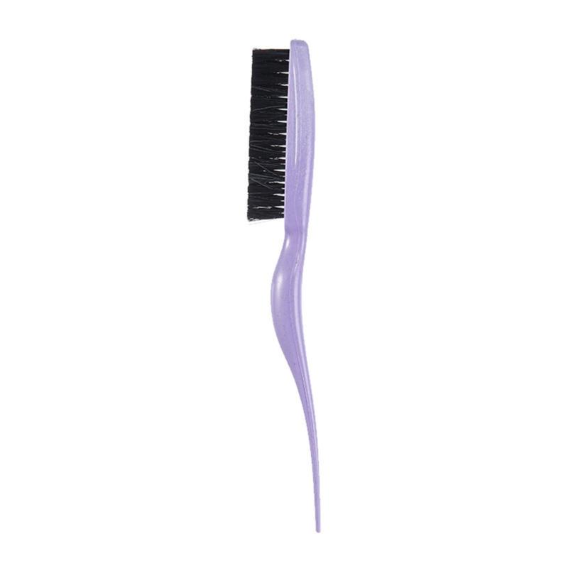 Nylon Bristles Teasing Hair Brush Slick Back Hair Brush with Rattail Pick Teasing Hairbrush for Sectioning and Parting