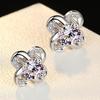Zoomers Earrings Four Leaf Clover Gorgeous Zirconia Clear White Silver 925 Ladies Flower Motif Plant Plant Cute Fashionable Fashion South Korea Formal