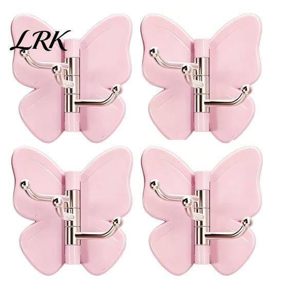 Rotating Storage Hook 4PCS Butterfly Adhesive Hook, with 3 Swivel No Drill Bathroom Towel Wall Space Saving for Kitchen Bedroom Metal Arm