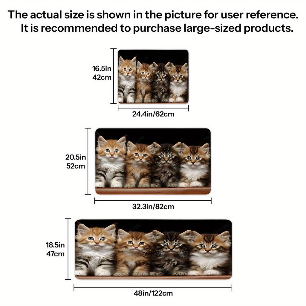 1Pcs Anti Fatigue Kitchen Rugs Cat print Waterproof Non-Slip Thick Cushioned Kitchen Mat Heavy Duty Comfort Standing Mat for Kitchen